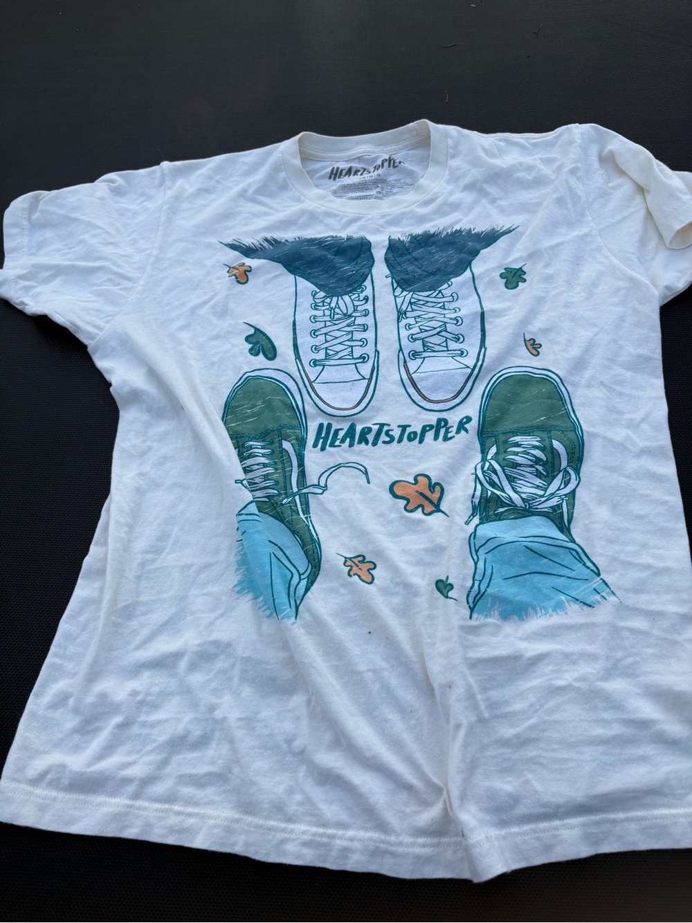 Heartstopper Graphic Tee - White with Teal Artwork